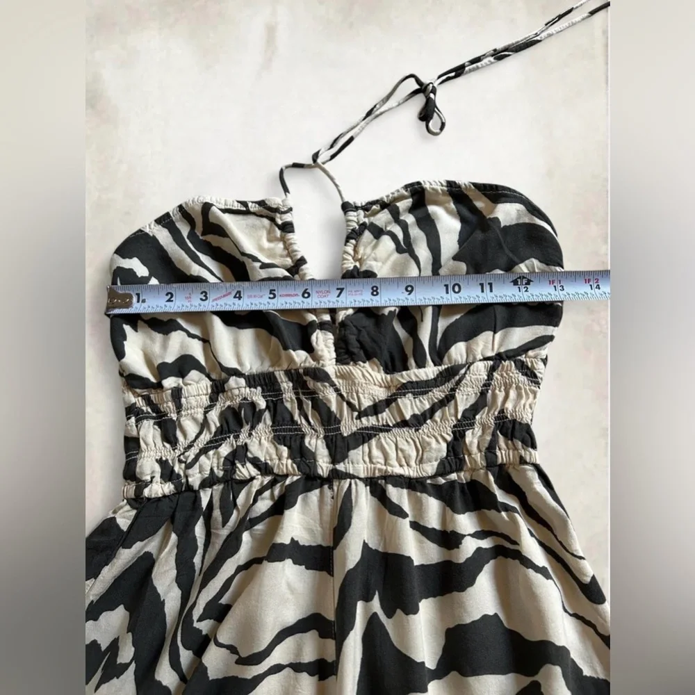 H&M Dark Green & Cream Zebra-Print Halter Romper - Picture 7 of 8